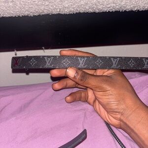 Louis Vuitton Black and Gray Monogram Belt